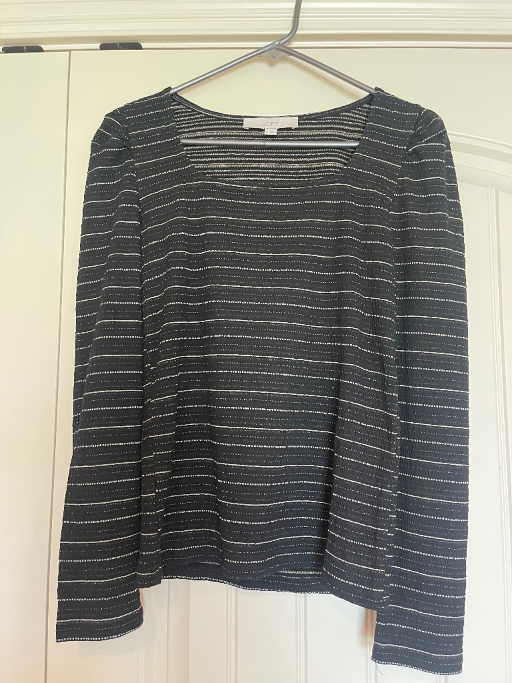 Loft textured metallic striped long sleeve top